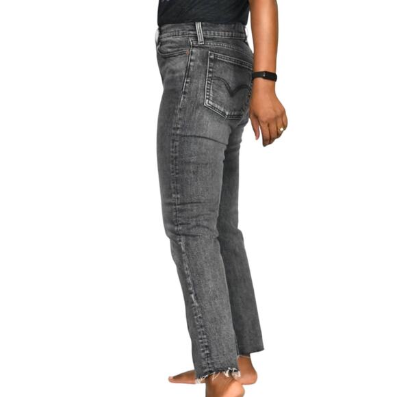 Levis Wedgie Jeans Black Icon Button Fly Straight Leg Cropped High Rise Size 27 - Picture 8 of 16